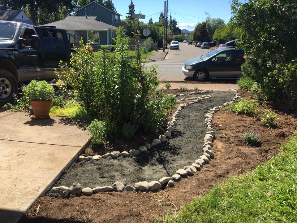 Front yard flower and vegetable garden